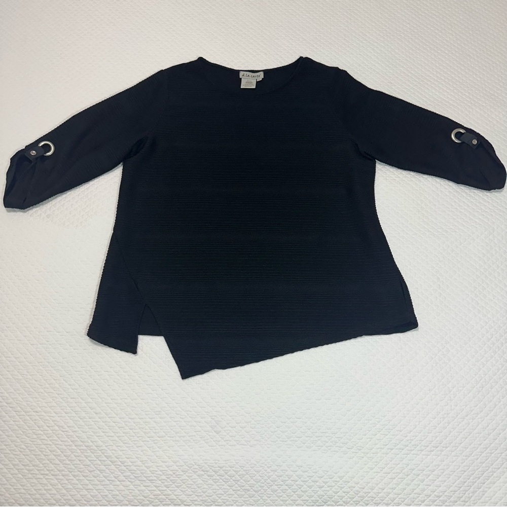 A la Carte Black Asymmetrical Top with Grommet Sleeves Sz XL